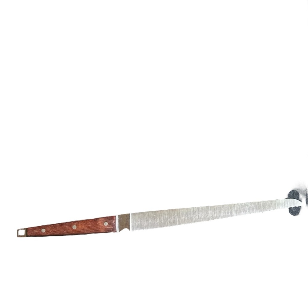 Ekco Flint Vintage Stainless Steel Bread Knife Arrow Head 3 Rivet Wood Handle